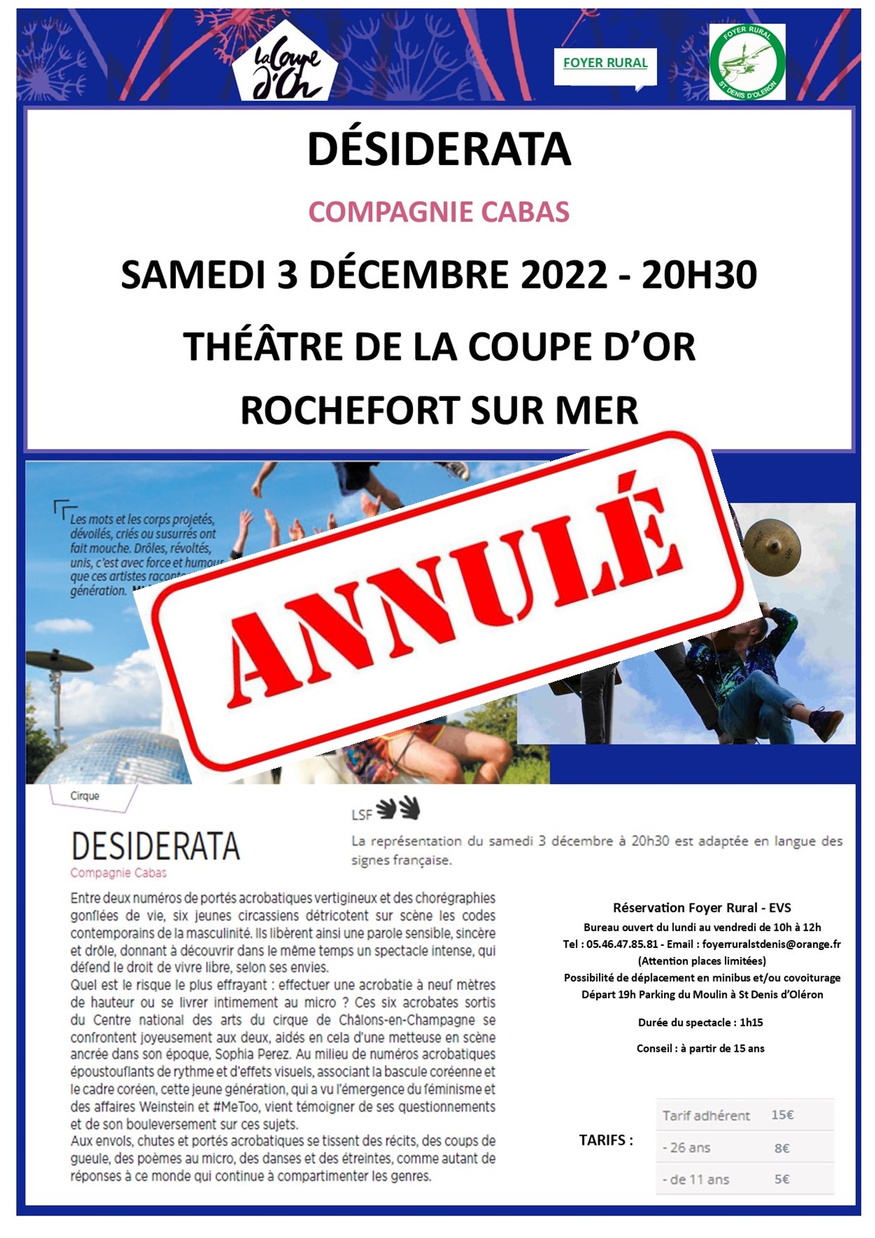 Affiche Désiderata ANNULE – Rochefort – 03.12.22