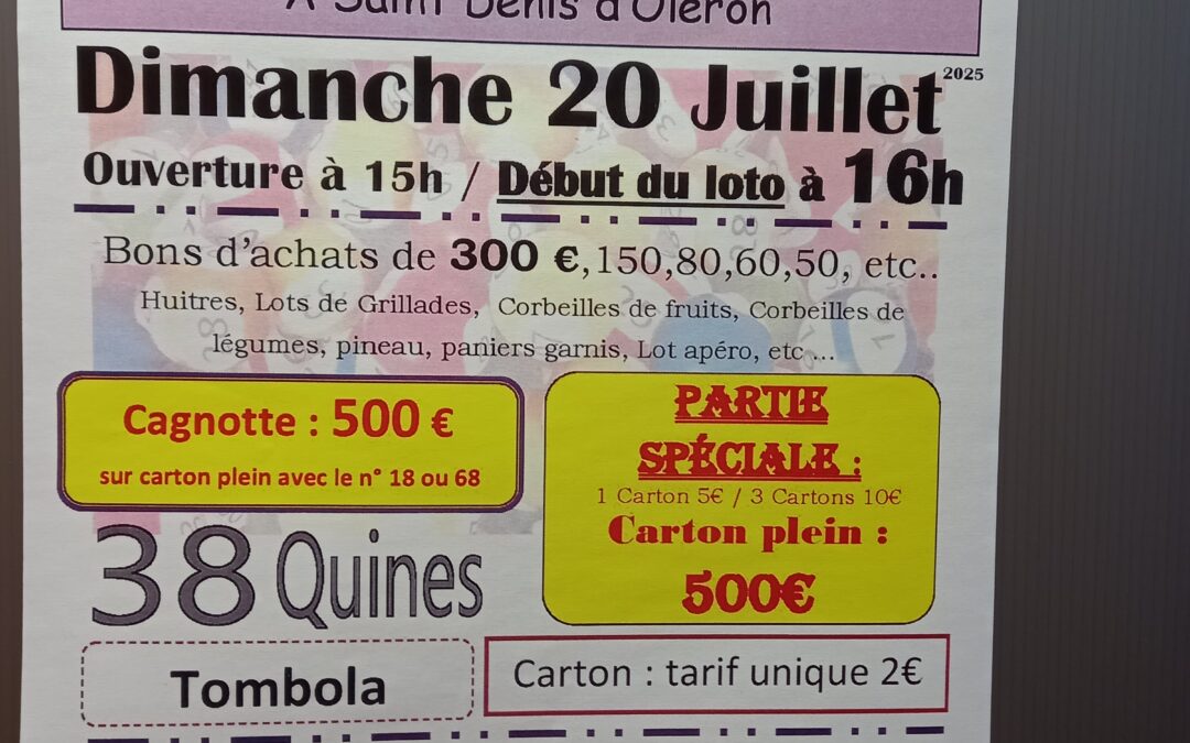 LOTO  20  JUILLET à  L’ESCALE