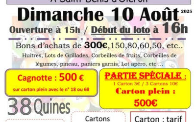 LOTO DU FOYER RURAL SAINT DENIS D’OLERON   DIMANCHE   10   AOUT