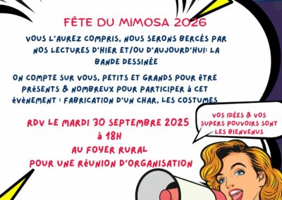 Venez le mardi 30 septembre à 18h avec vos SUPERS pouvoirs pour organiser la fête du Mimosa