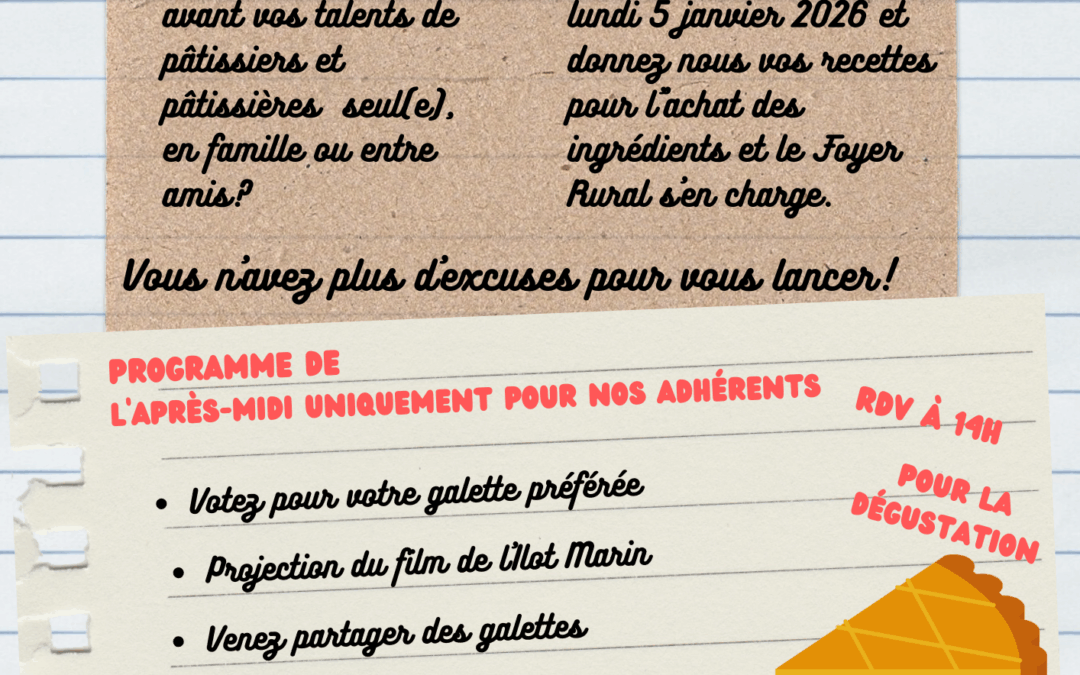 Concours de galette: inscription avant le 5 janvier 2026 pour y participer