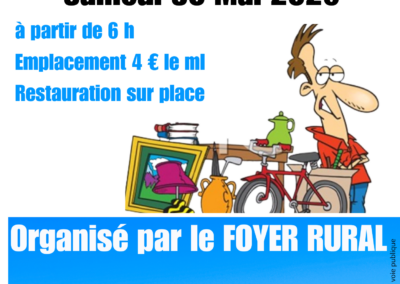 VIDE-GRENIERS FOYER RURAL ST DENIS D’OLERON – SAMEDI 30 MAI 2026 DE 6h à 18h