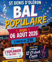 BAL POPULAIRE – Jeudi 6 août 2026 à partir de 19h – Esplanade du Port de St Denis d’Oléron
